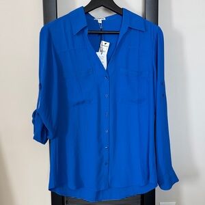 Express Cobalt Blue Women's Button-Down Blouse